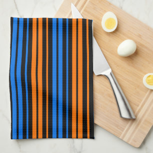 Blau Orange Blau Vertikale Streifen Design Geschirrtuch