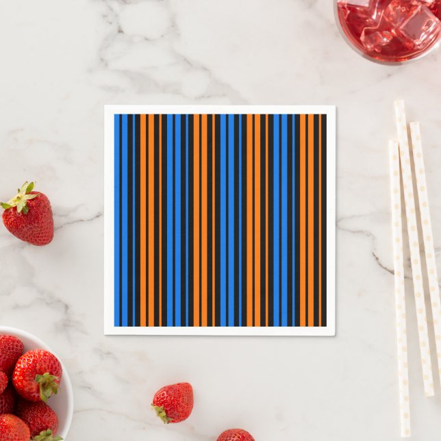 Blau Orange Blau Vertikale Streifen Design   Serviette (Beispiel)