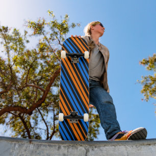 Blau Orange Blau Vertikale Streifen Design Skateboard