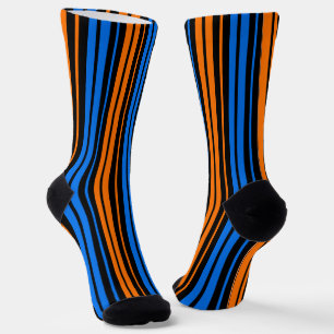 Blau Orange Blau Vertikale Streifen Design  Socken