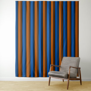 Blau Orange Blau Vertikale Streifen Design Wandteppich