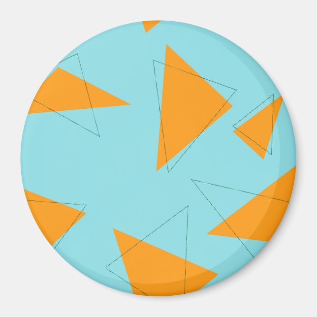 Blau, orange, cool, trendy, modernes Dreieck Magnet (Vorne)