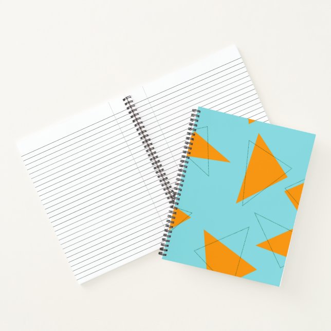 Blau, orange, cool, trendy, modernes Dreieck Notizbuch (Innenseite)
