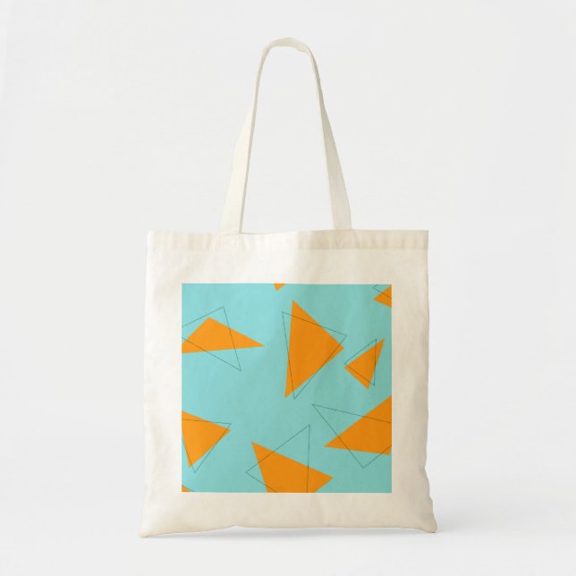 Blau, orange, cool, trendy, modernes Dreieck Tragetasche (Vorne)