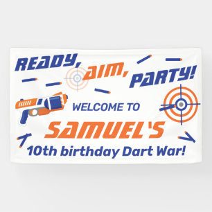 Blau, Orange Dart Krieg Geburtstagsfeier, Willkomm Banner