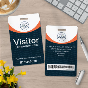 Blau Orange Firmenbesucher-Ausweis ID Barcode Ausweis