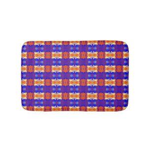 Blau Orange Gelb Rot Muster Badematte