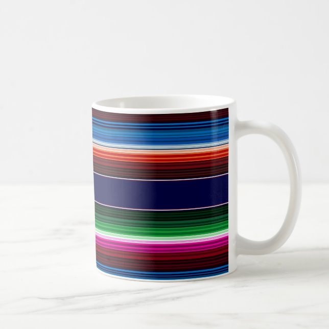 Blau, Orange, Hot Pink, grüne mexikanische Sarapie Kaffeetasse (Rechts)