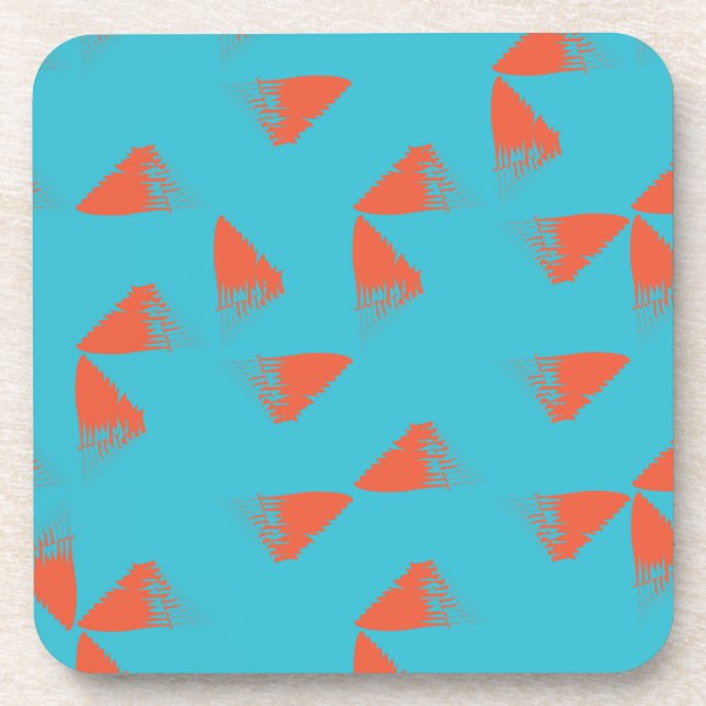 Blau, orange, lebhaft, trendig geometrisch getränkeuntersetzer (Vorderseite)