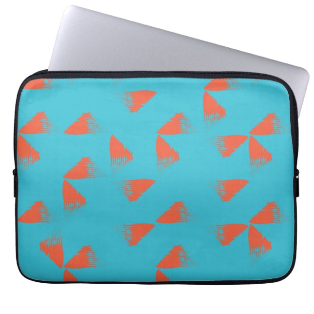 Blau, orange, lebhaft, trendig geometrisch laptopschutzhülle (Vorderseite)
