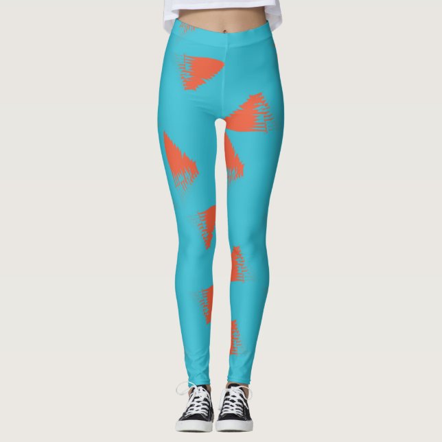 Blau, orange, lebhaft, trendig geometrisch leggings (Vorderseite)