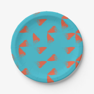 Blau, orange, lebhaft, trendig geometrisch pappteller