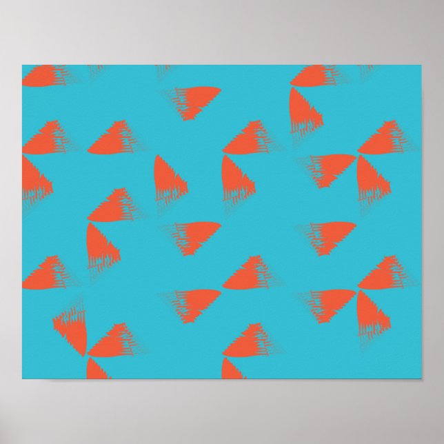 Blau, orange, lebhaft, trendig geometrisch poster (Vorne)