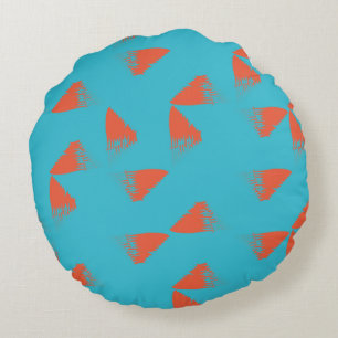 Blau, orange, lebhaft, trendig geometrisch rundes kissen