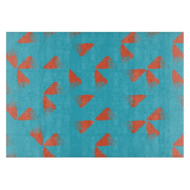 Blau, orange, lebhaft, trendig geometrisch schneidebrett (Vorderseite)