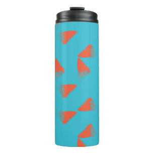 Blau, orange, lebhaft, trendig geometrisch thermosbecher