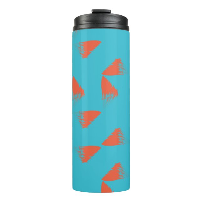 Blau, orange, lebhaft, trendig geometrisch thermosbecher (Vorderseite)