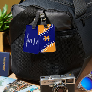 blau orange oder JA Farben Softball Baseball Gepäckanhänger