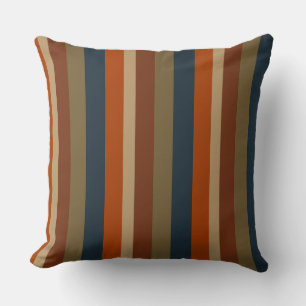 Blau, Orange, Oliven und Sandstreifen Kissen