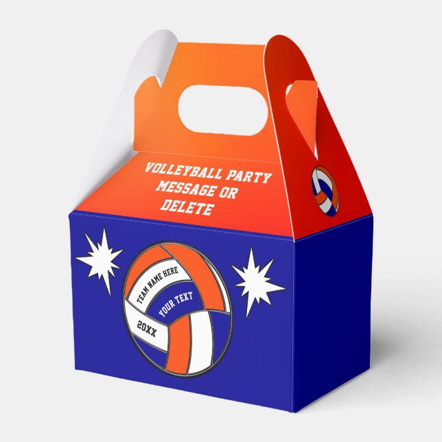 Blau, orange Personalisiert, Volleyball Gefälligke Geschenkschachtel (Vorderseite)
