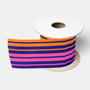 Blau Orange Pink Vertikale Streifen Design Satinband