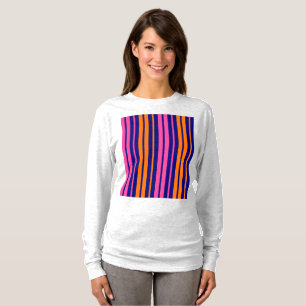 Blau Orange Pink Vertikale Streifen Design T-Shirt
