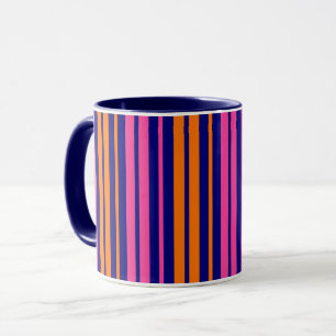 Blau Orange Pink Vertikale Streifen Design Tasse