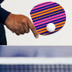 Blau Orange Pink Vertikale Streifen Design   Tischtennis Schläger