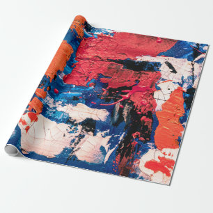 Blau, Orange, Rot und Schwarz Geschenkpapier