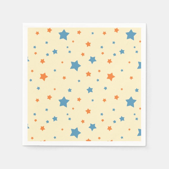 Blau & Orange Sternenmuster Eleganter Sternenhimme Serviette (Vorderseite)