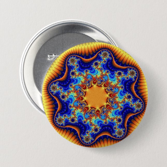 Blau, orange und gelb button (Vorne & Hinten)