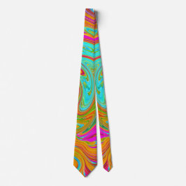 Blau, orange und scharf rosa Groovy Abstrakt Retro Krawatte