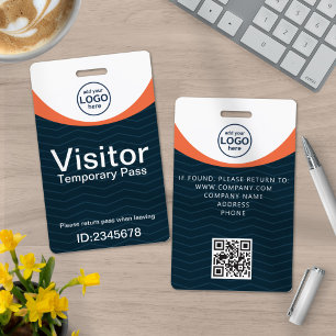 Blau Orange Unternehmensbesucher-Ausweis-ID-QR-Cod Ausweis