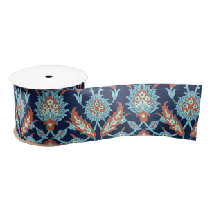 Blau Orange Weiß Türkisches Orientalisches Blume Satinband
