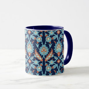 Blau Orange Weiß Türkisches Orientalisches Blumenm Tasse