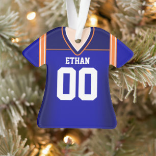 Blau/Orange/Weiße Football-Trikot Ornament