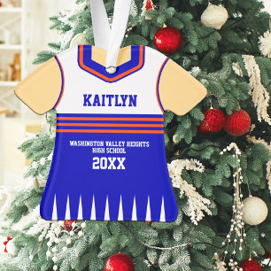 Blau-orangefarbene Cheerleader-Uniform Ornament