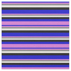 Blau, Orchid, Grau, Weiß und Schwarz Streifen Must Stoff