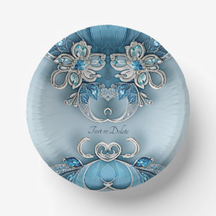 Blau Ornamentales Blumenmuster Pappteller
