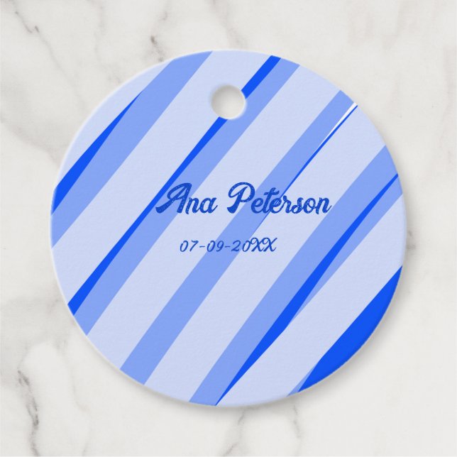 Blau Pastellfarben Hinzufügen des Namensdatums boh Geschenkanhänger (Vorderseite)