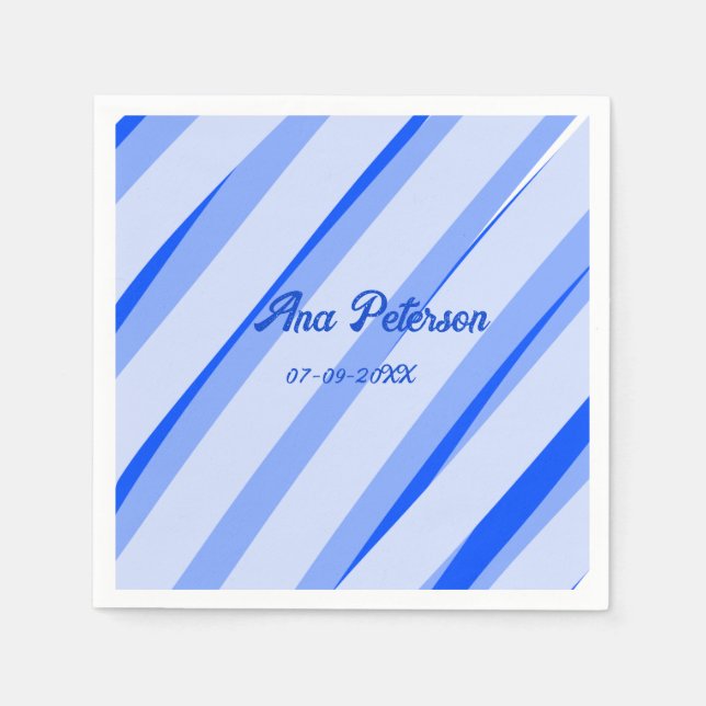 Blau Pastellfarben Hinzufügen des Namensdatums boh Serviette (Vorderseite)