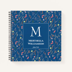 Blau PERSONALISIERT Elegantes MONOGRAM Notizbuch