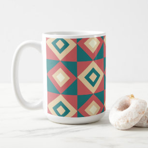 Blau Pfirsich Diamant geometrisch Kaffeetasse