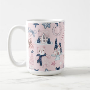 BLAU & PINK CHRISTMAS URLAUB TEDDY BEAR & COOKIES KAFFEETASSE