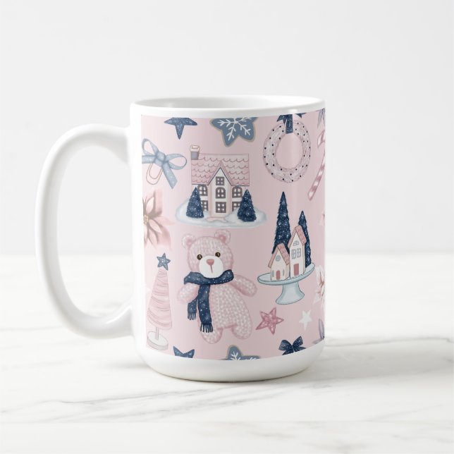 BLAU & PINK CHRISTMAS URLAUB TEDDY BEAR & COOKIES KAFFEETASSE (Links)