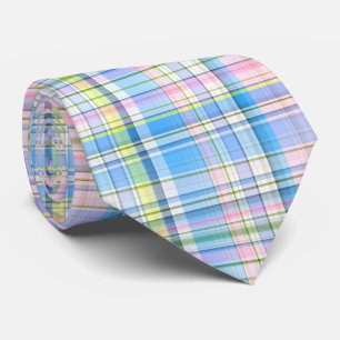 Blau Pink Gelb Wht Preppy Madras Krawatte