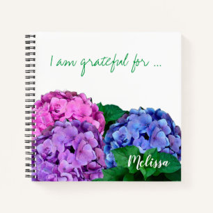 Blau-Pink-Hydrangea-Blume Personalisiert Notizbuch