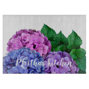 Blau-Pink-Hydrangea-Blume Personalisiert Schneidebrett