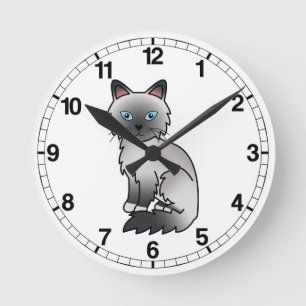Blau Point Birma / Ragdoll Katze Runde Wanduhr