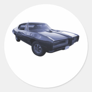 Blau Pontiac 1968 GTO Runder Aufkleber